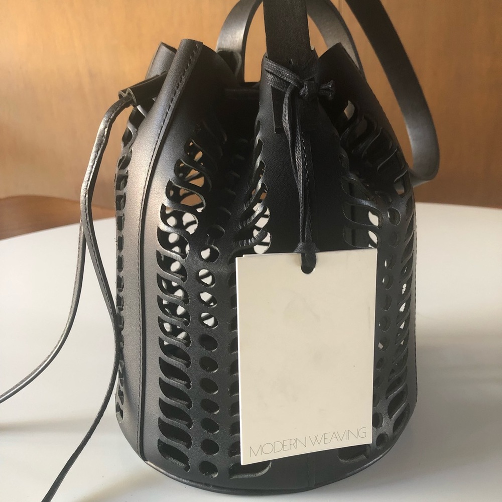 Modern Weaving Mini Jute Die Cut Bucket Bag